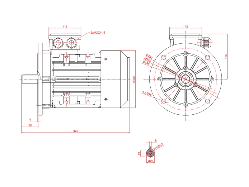 Tabel montaj motoare B3, B5, B14 - Specificații Dinamic Industrial (Dynamic Industry)